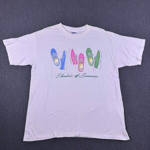 Gildan Mens White Shades Of Summer‎ Short Sleeve Crew Neck Graphic T-Shirt Large